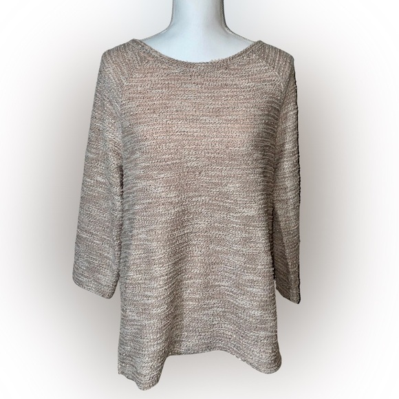 LOFT Sweaters - LOFT Women's Beige and Peach Crew Neck Sweater, Lightweight, Sz L
